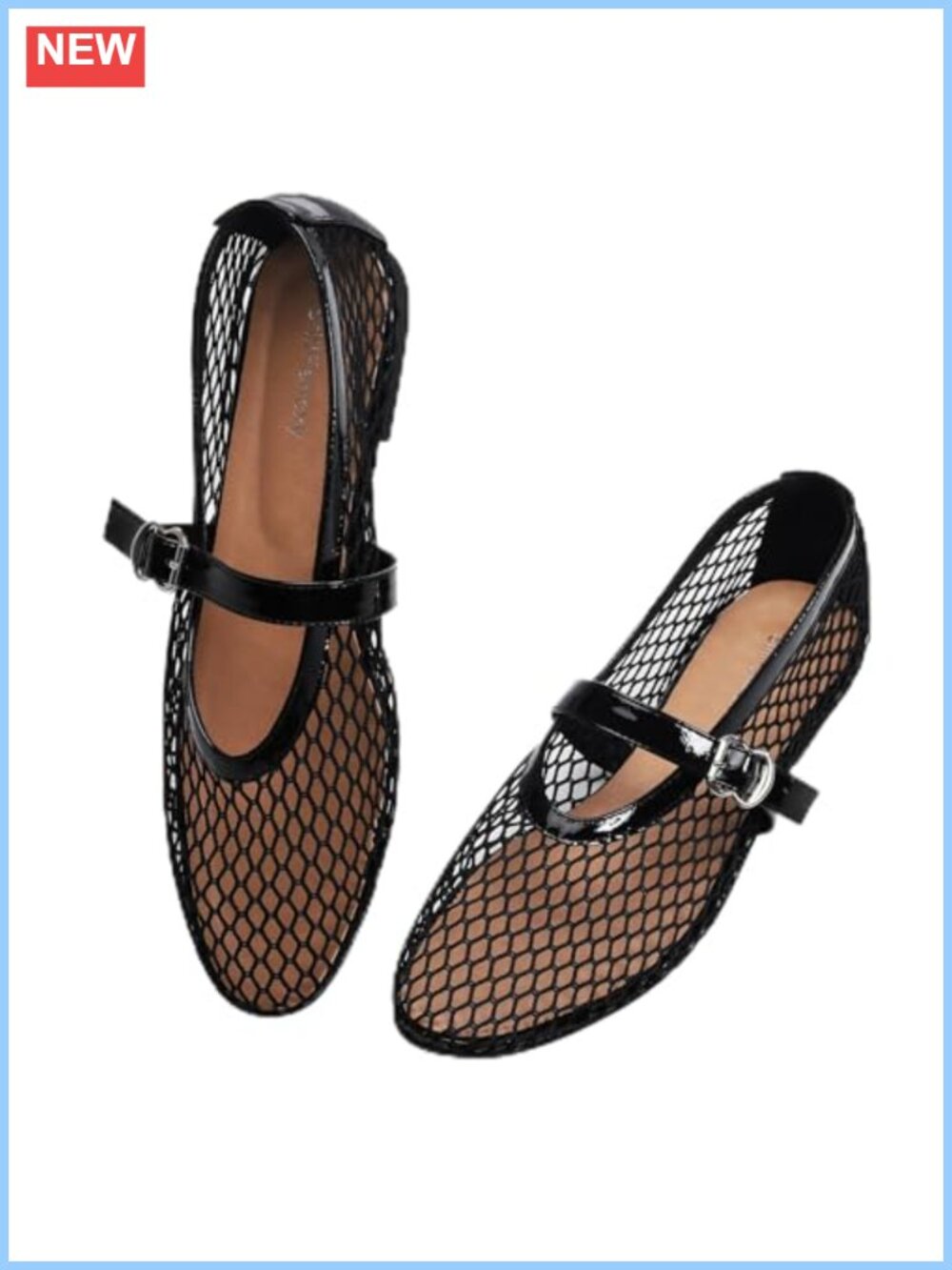 Mesh Ballet Flats Adjustable Strap Mary Jane Office Shoes - Picture 1 of 5